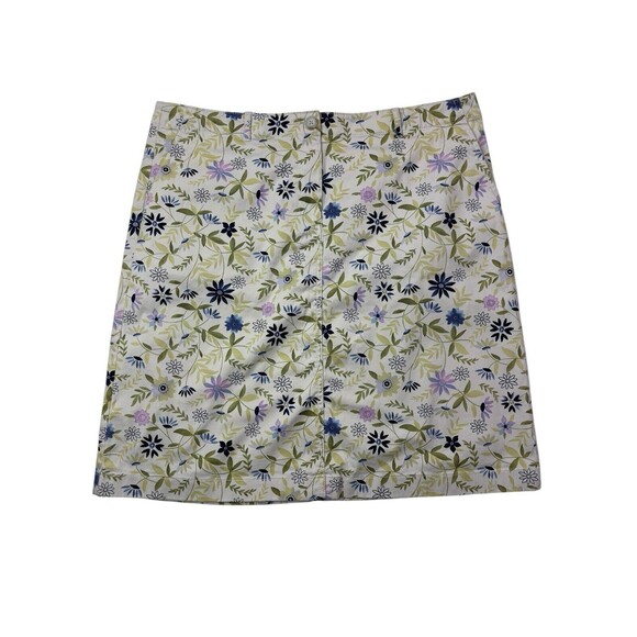J Jill Skirt Live-In Chino Size 12 Short Floral Pink Yellow Blue Cotton/Spandex - Picture 9 of 16